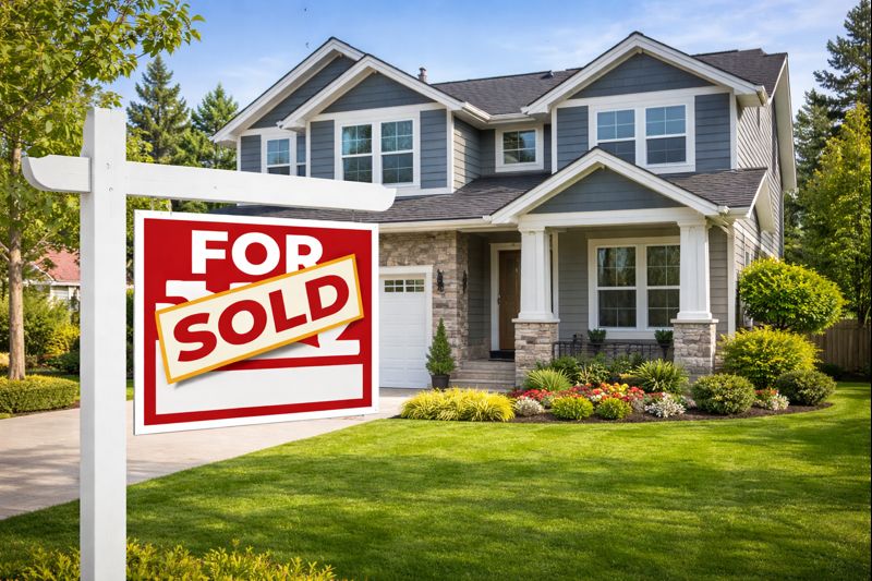 House for sale with for sale sign